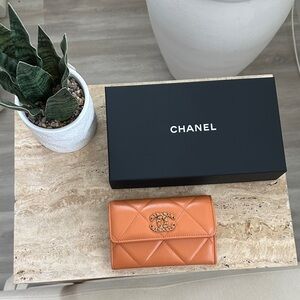 Chanel Vibrant Orange Quilted Medium Wallet